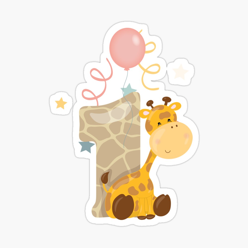 1st birthday safari giraffe kids baby number photographic print by seelenfrieden redbubble