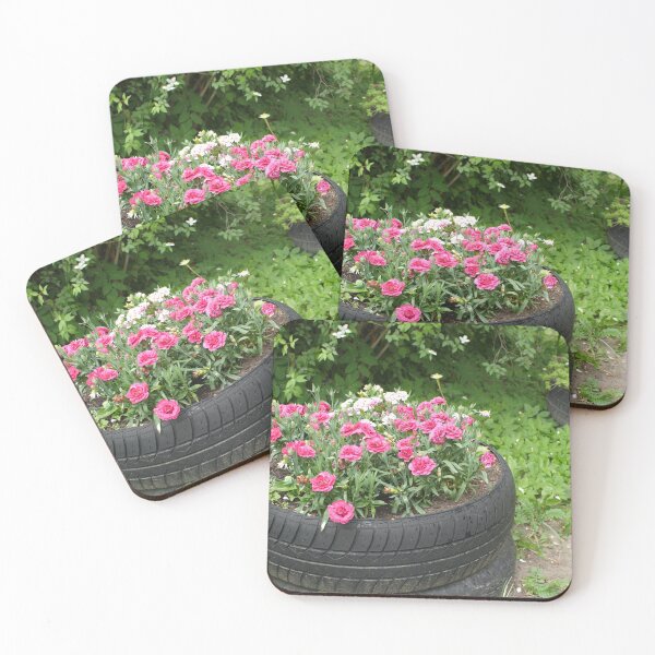 Item preview, red carnation in an old tire designed and sold by mrivserg.