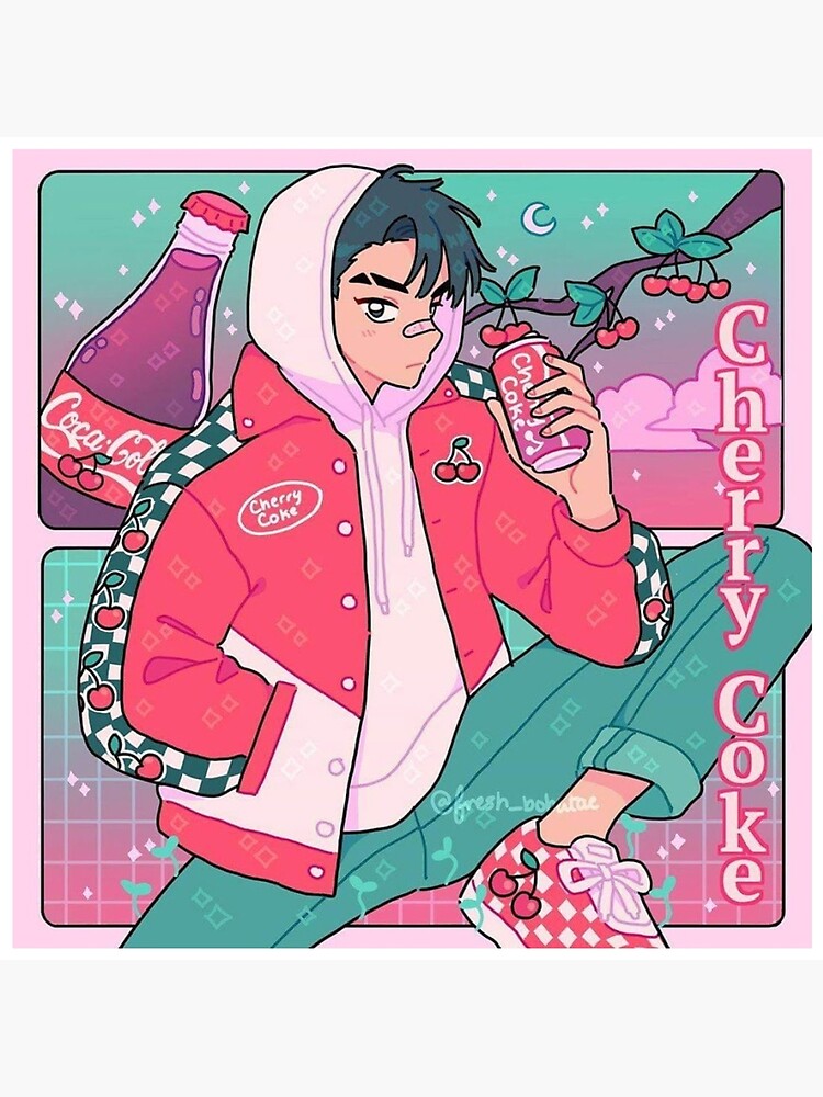 Cherry Coke Aesthetic Anime Boy Art Board Print By Amanzil