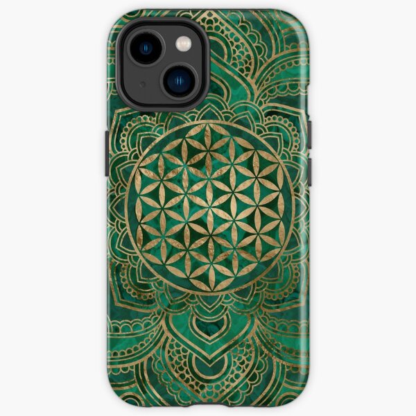 Flower of Life in Lotus - Malachite and gold iPhone Tough Case