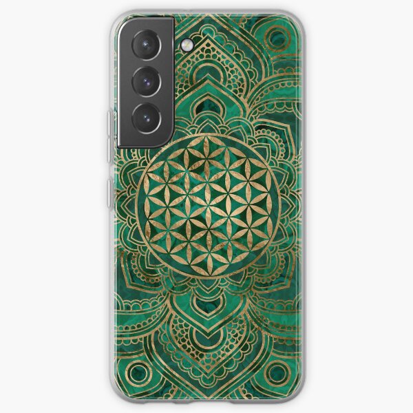 Flower of Life in Lotus - Malachite and gold Samsung Galaxy Soft Case