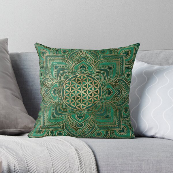 Floor Pillow Cover - Square Green - Mandala Life ART