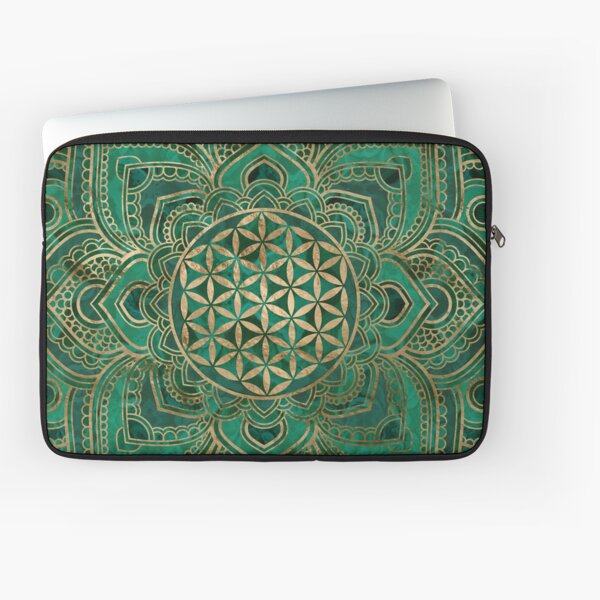 Vista previa del artículo con la obra «Flor de la vida en Lotus - Malaquita y oro», diseñado y vendido por Nartissima.