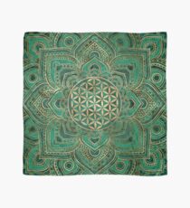 Blume des Lebens in Lotus - Malachit und Gold Tuch