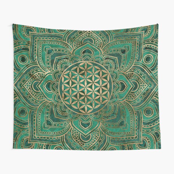 Item preview, Flower of Life in Lotus - Malachite and gold designed and sold by Nartissima.