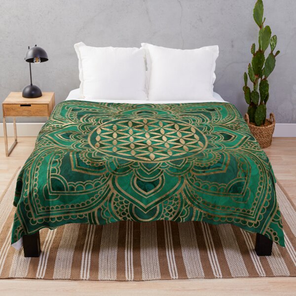 Vista previa del artículo con la obra «Flor de la vida en Lotus - Malaquita y oro», diseñado y vendido por Nartissima.
