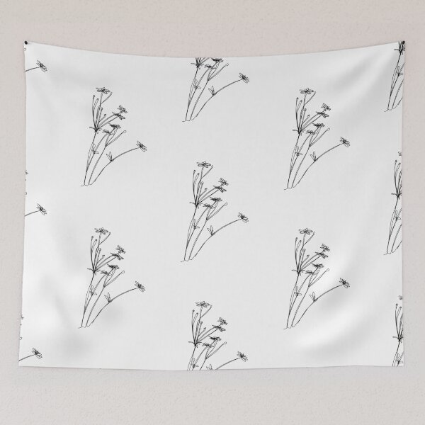 Item preview, Minimalistic Black and White Daisies  | Boho Wild Flowers Art designed and sold by brabikate.