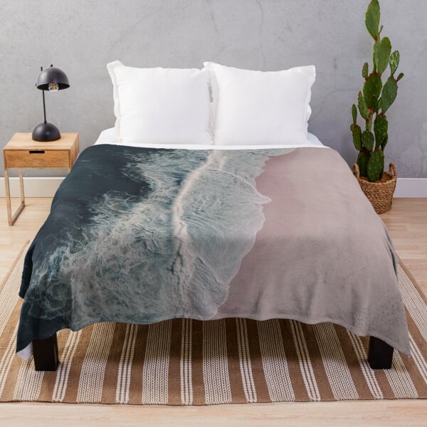 Item preview, Aerial Ocean Beach Print, Pink Sand, Crashing Waves, Dark Blue Sea, Travel Photography designed and sold by Ingrid Beddoes Photography.