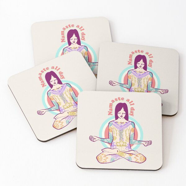 Item preview, NAMASTE ALL DAY Sticker designed and sold by aydapadi.