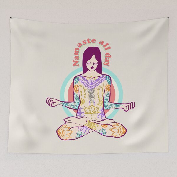 Item preview, NAMASTE ALL DAY Sticker designed and sold by aydapadi.