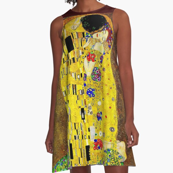 THE KISS 1917 : Gustav Klimt High Definition Print A-Line Dress