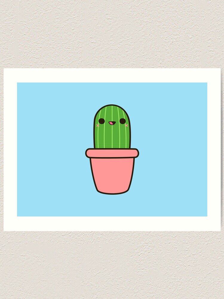 Cute cactus in blue pot Sticker for Sale by peppermintpopuk