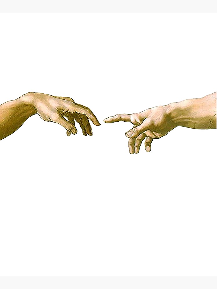 Touch of God, The Creation of Adam, (close up), Michelangelo, 1510, Genesis, Ceiling, Sistine Chapel, Rome, on BLACK. by TOMSREDBUBBLE