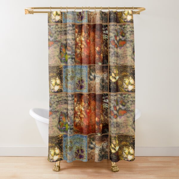 Brown Paw Print Collage Shower Curtain
