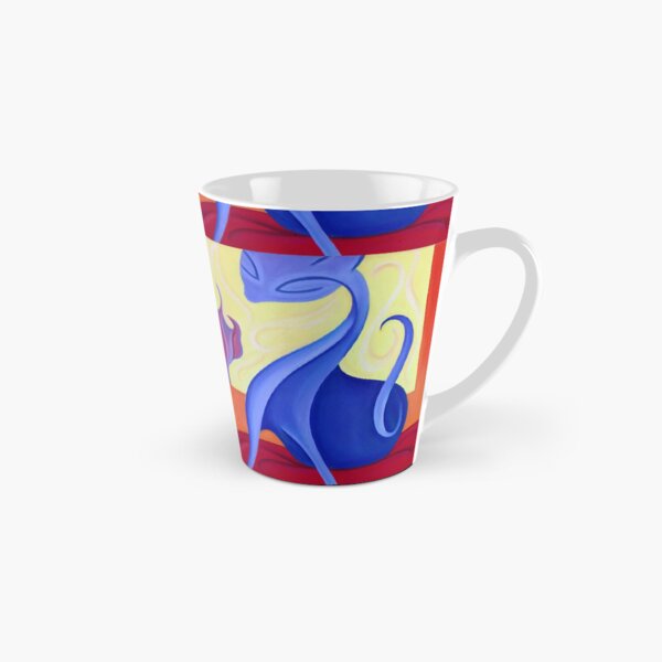 Gato sobre cojín rojo Taza cónica