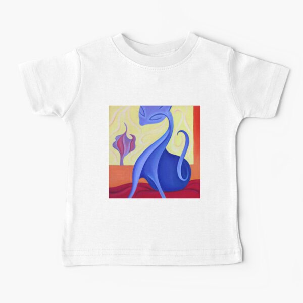 Gato sobre cojín rojo Camiseta para bebés