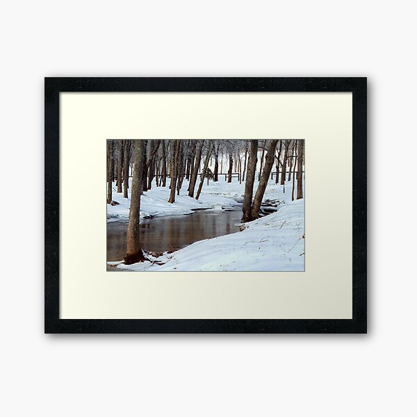 Kentucky Creek Winding Through The Snow Framed Art Print