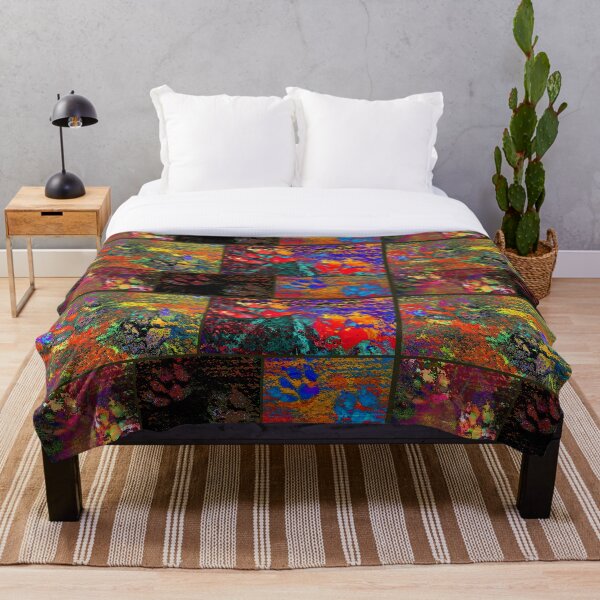 Dazzling Paw Print Collage Throw Blanket