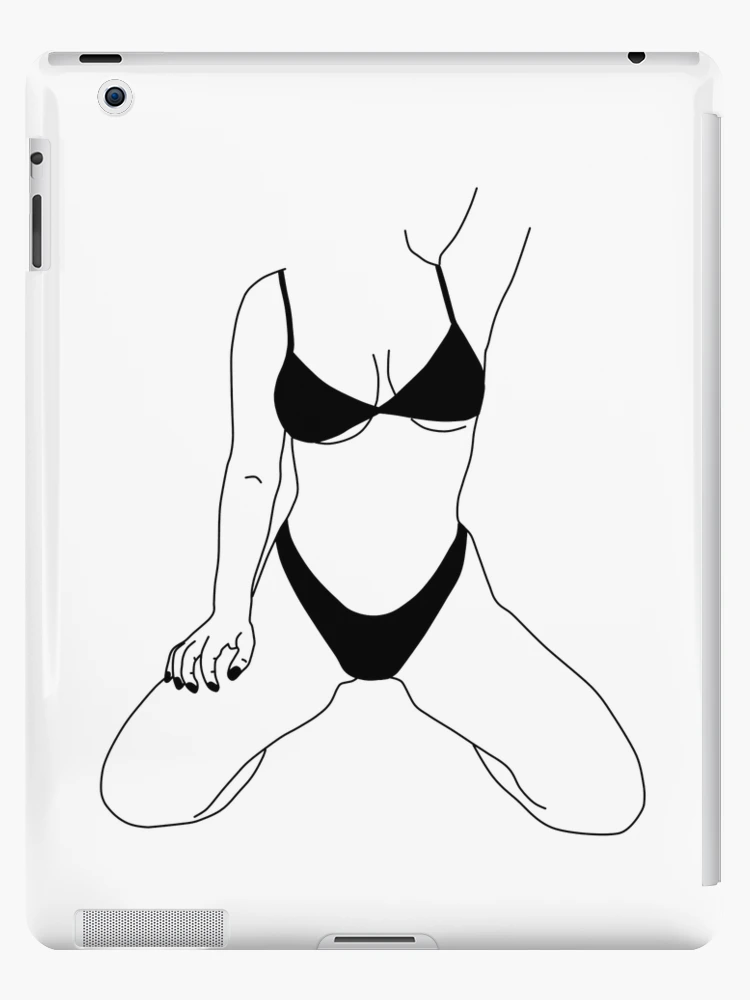 Premium Vector  Woman body female breast outline in swimsuit or underwear  hand drawn black and white minimal illustration sexy beautiful skin female  character in bra cards or posters vector isolated set