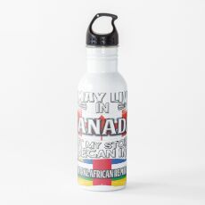 I May Live In Canada But My Story Began In Central African Republic - Gift For Proud Central African From Central African Republic Living In Canada Water Bottle