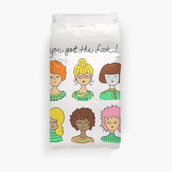 Cute faces women fashion girl design 02 Duvet Cover