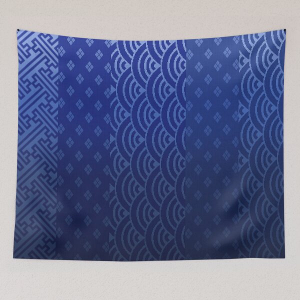 Item preview, Wagara Traditional Japanese pattern design Kimono Blue designed and sold by Elegazelle.