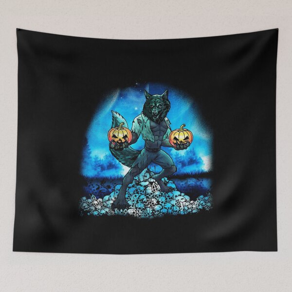 Item preview, Halloween Werewolf With Pumpkins And Skulls designed and sold by UniQueensShop.