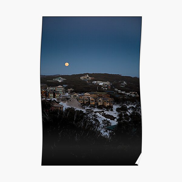 Moon Rising as Sun Sets at Mount Buller Poster
