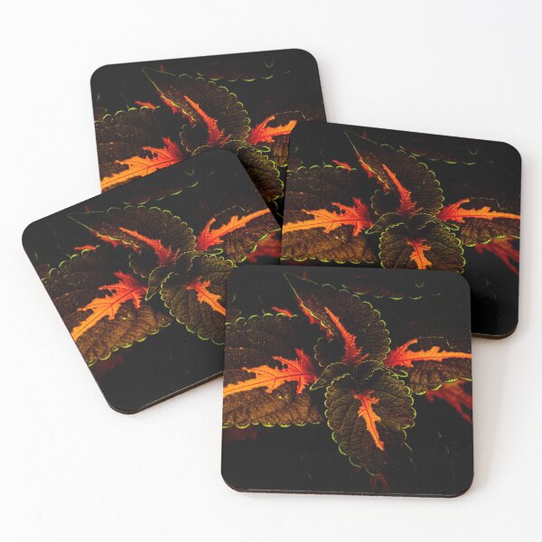 Shadow Green Leaves Coasters (Set of 4)