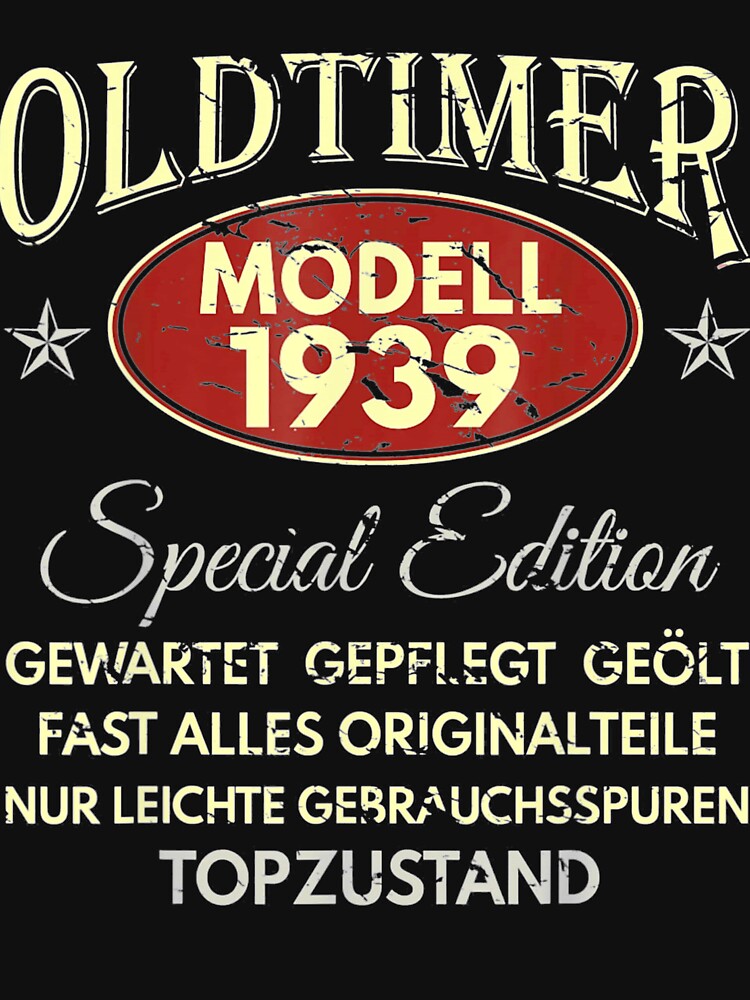 "80. Geburtstag Geschenk T-Shirt Oldtimer Baujahr 1939" T-shirt by