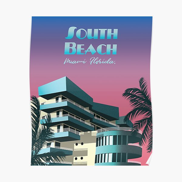 South Beach, Miami - affiche de voyage rétro Poster