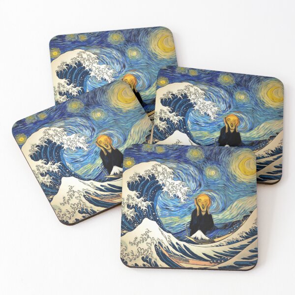Item preview, The Great Wave Off Kanagawa Starry Night Scream designed and sold by maryedenoa.
