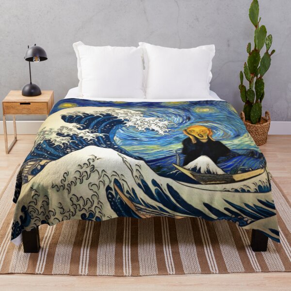 Item preview, The Great Wave Off Kanagawa Starry Night Scream designed and sold by maryedenoa.