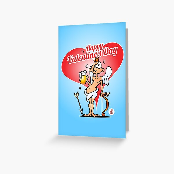 Cupidon avec une bière Carte de vœux