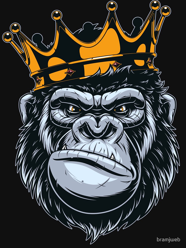Thumbnail 7 of 7, Pullover Sweatshirt, King Gorilla King Kong Ape Monkey Swag Illustration designed and sold by bramjweb.