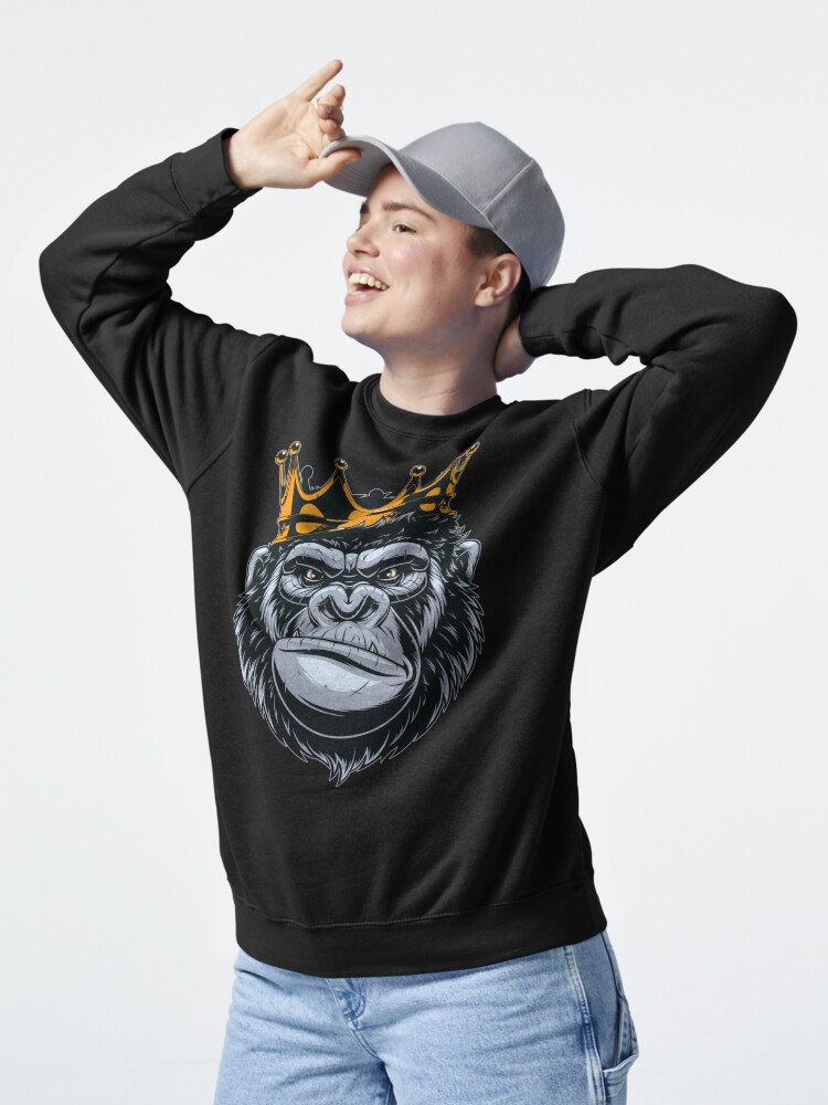Thumbnail 5 of 7, Pullover Sweatshirt, King Gorilla King Kong Ape Monkey Swag Illustration designed and sold by bramjweb.