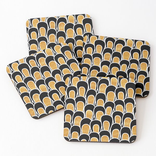 Item preview, Mid Century Modern Loops - Black, Gold and White designed and sold by Elsy's Art.