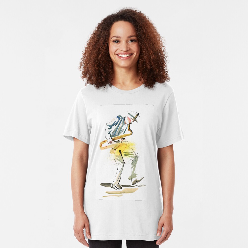 Saxophone Musician art Slim Fit T-Shirt