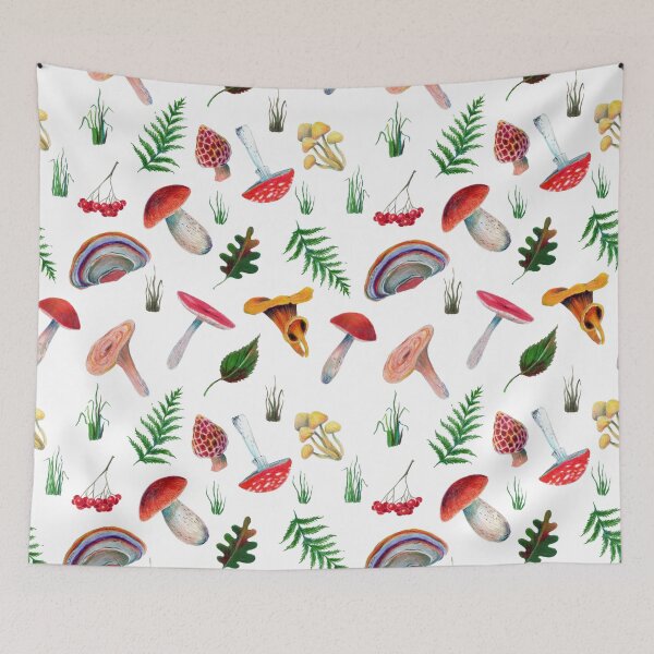 Item preview, Mushrooms, leaves, grass, mountain ash pattern designed and sold by zatmeniee.