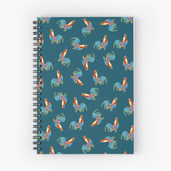 Item preview, colourful multi Crowing Cockerels, Roosters on black background designed and sold by glenshee.