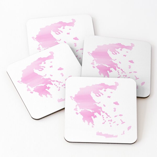 Aperçu de l'œuvre Carte de Grèce aquarelle rose créée et vendue par lukassfr.