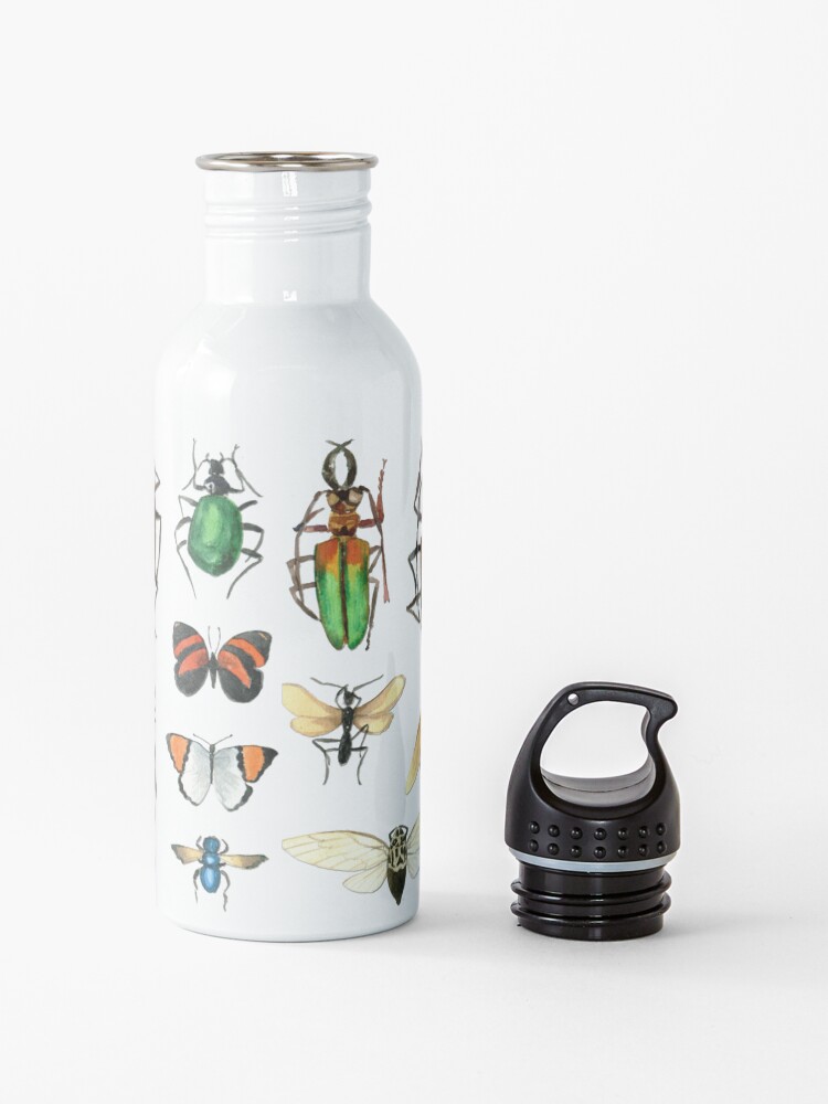 Alternate view of The Usual Suspects - Insects on grey - watercolour bugs pattern by Cecca Designs Water Bottle