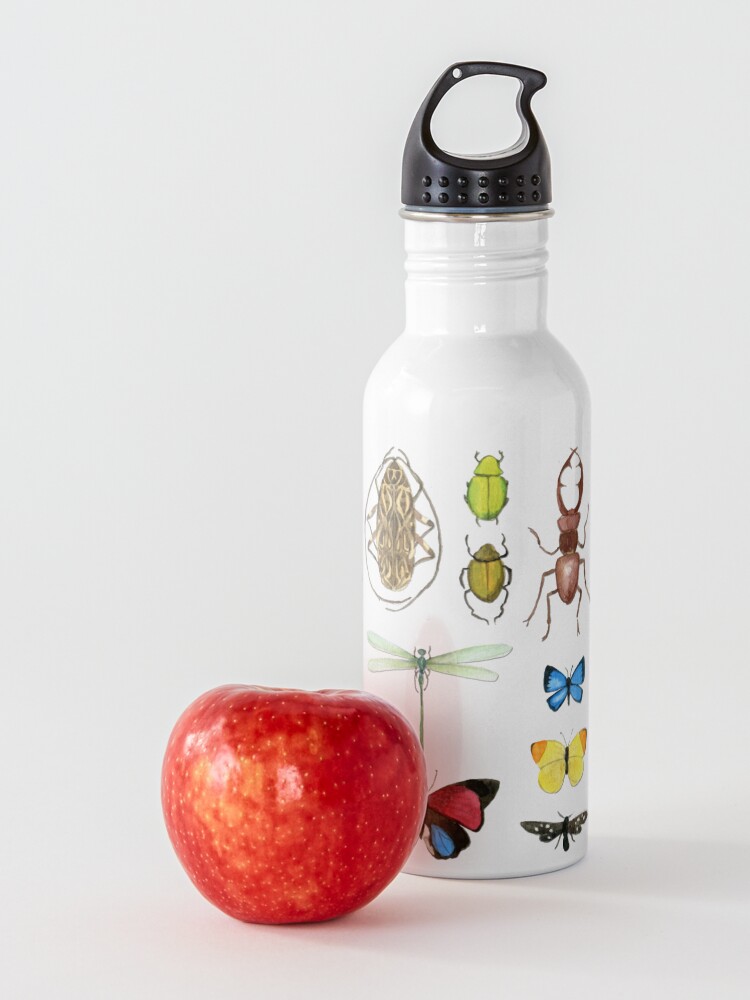 Alternate view of The Usual Suspects - Insects on grey - watercolour bugs pattern by Cecca Designs Water Bottle