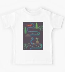 Landscape - Fox and Stream 2 (Pattern) Kids Tee