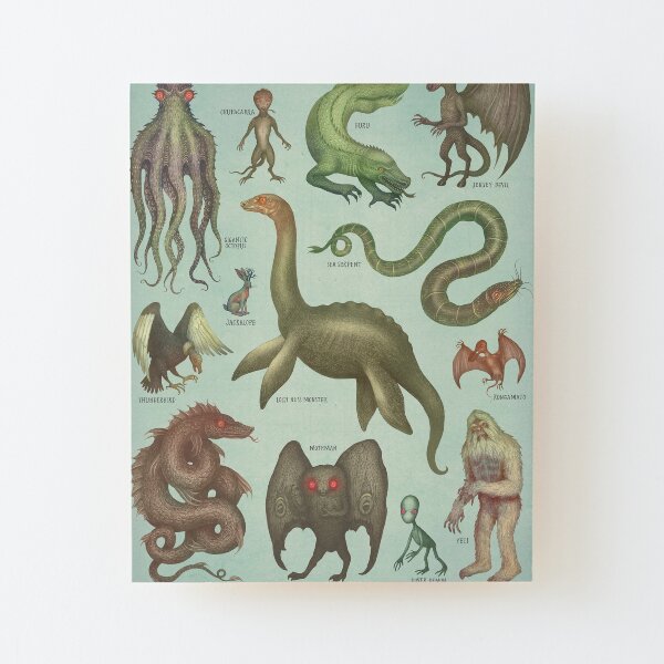 Cryptids - Cryptozoology species Wood Mounted Print
