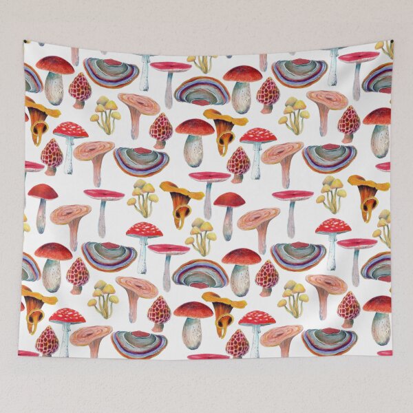 Item preview, Mushrooms pattern. Hand drawn with colored pencils. Autumn harvest theme. designed and sold by zatmeniee.