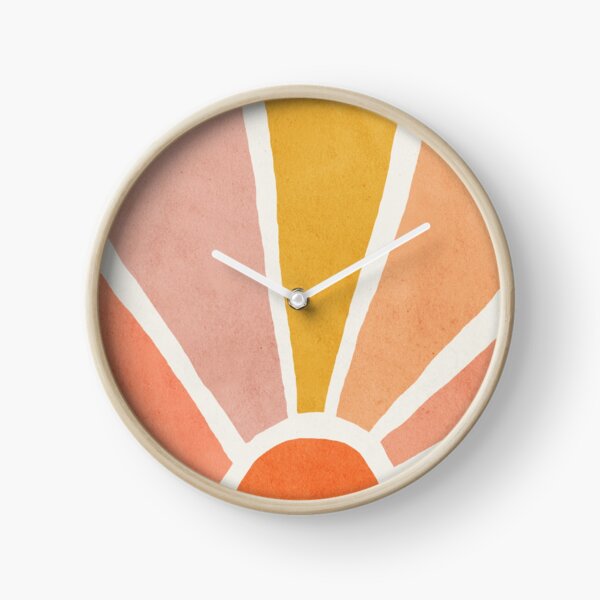 Sun, Abstract, Mid century modern kids wall art, Nursery room Clock