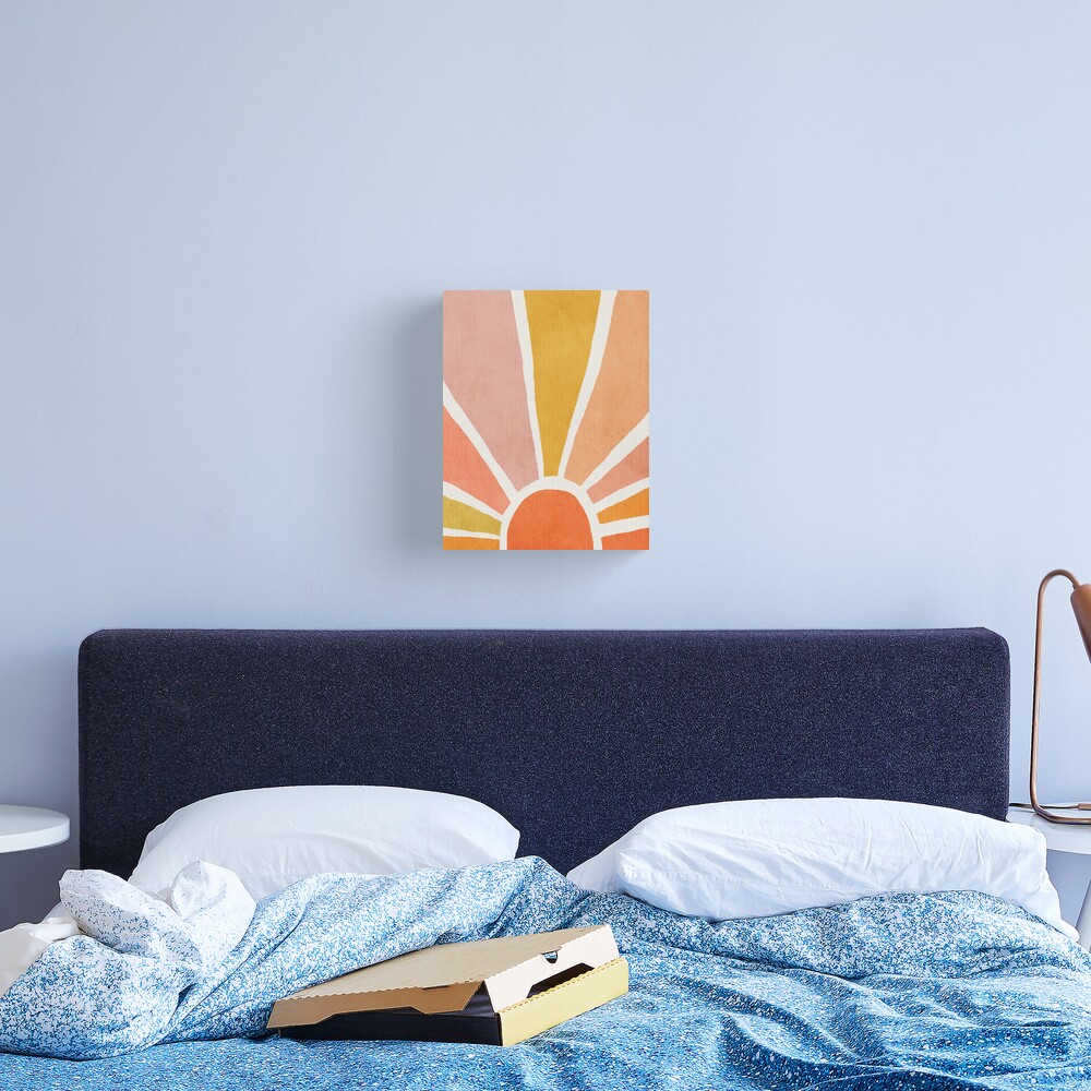 Sun, Abstract, Mid century modern kids wall art, Nursery room Canvas Print