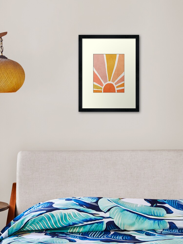 Aperçu 2 sur 7. Impression encadrée avec l'œuvre Soleil, Abstrait, Décorations murales d'enfants modernes du milieu du siècle, Chambre d'enfant créée et vendue par juliaemelian.