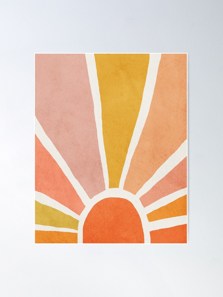 Alternate view of Sun, Abstract, Mid century modern kids wall art, Nursery room Poster